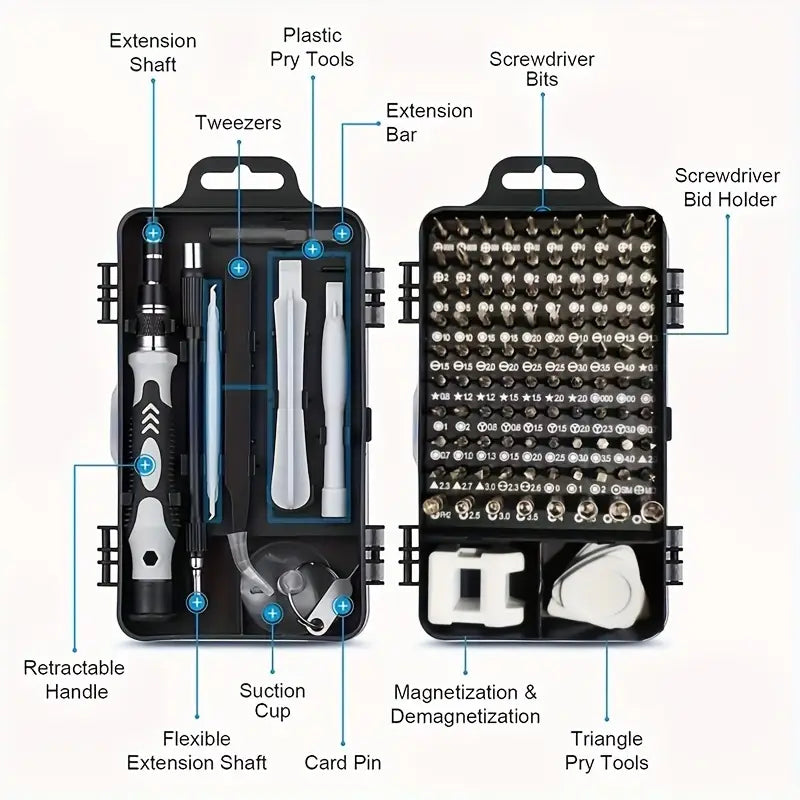🔧 Promo Exceptionnelle 🔥 Kit Tournevis 115 en 1 + 4 Valves Lumineuses Offertes !