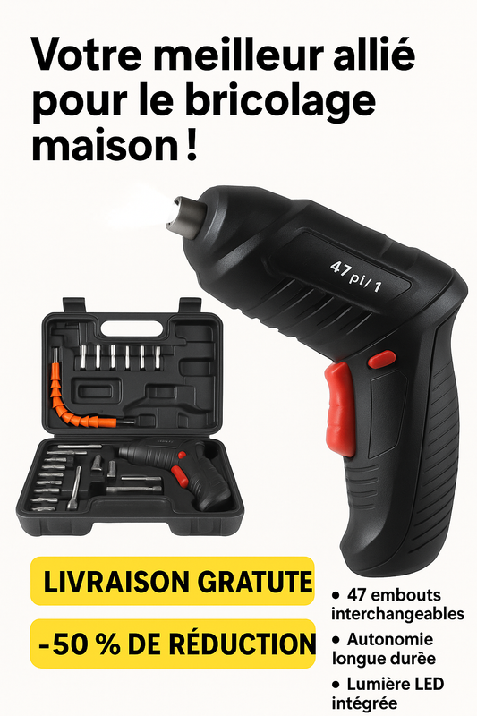 Tournevis Électrique Sans Fil 47 en 1 – L’outil indispensable pour tous vos bricolages à la maison !
